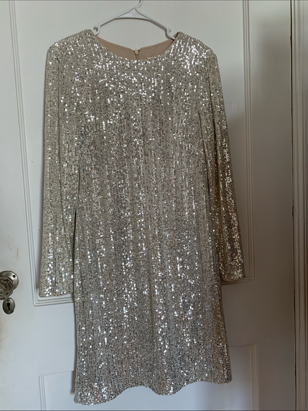 Eliza J Silver Sequin Long Sleeve Shift Dress